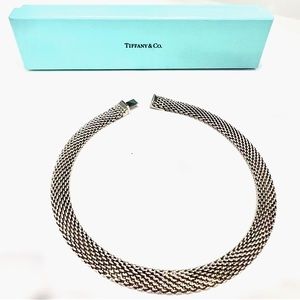 Tiffany & Co. Somerset Mesh Link Choker Necklace Sterling Silver 925